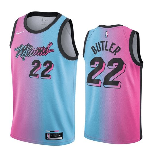 JIMMY BUTLER MIAMI HEAT PINK AND BLUE VICE CITY EDITION JERSEY