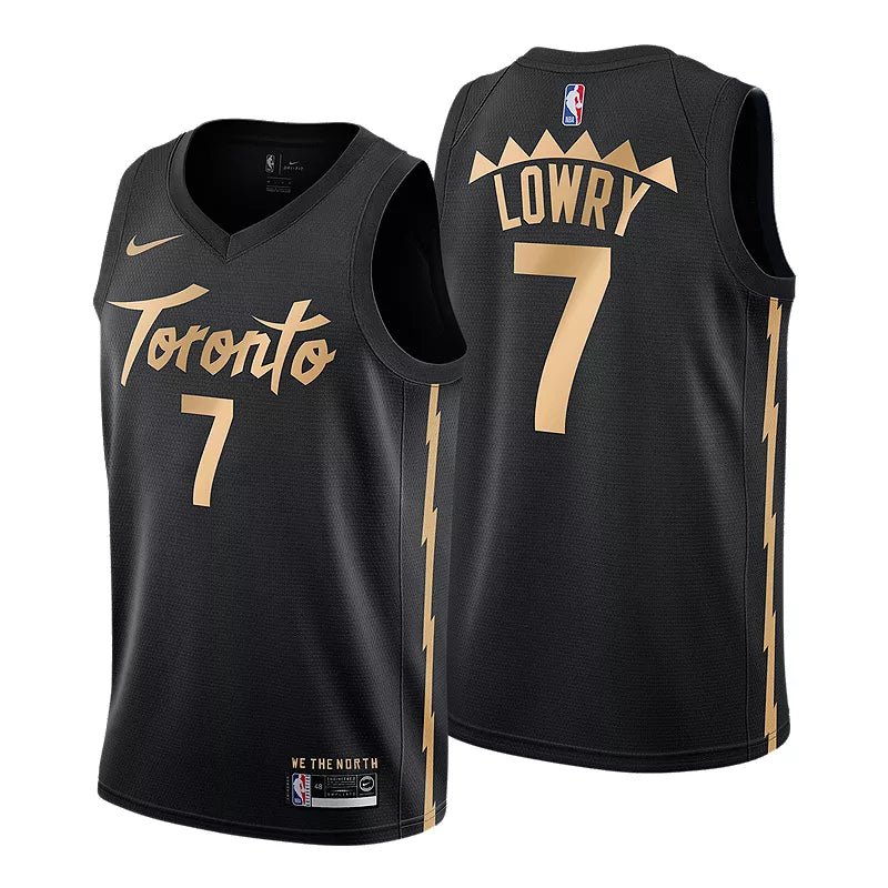 The back of the jersey worn by Kyle Lowry of the Toronto Raptors