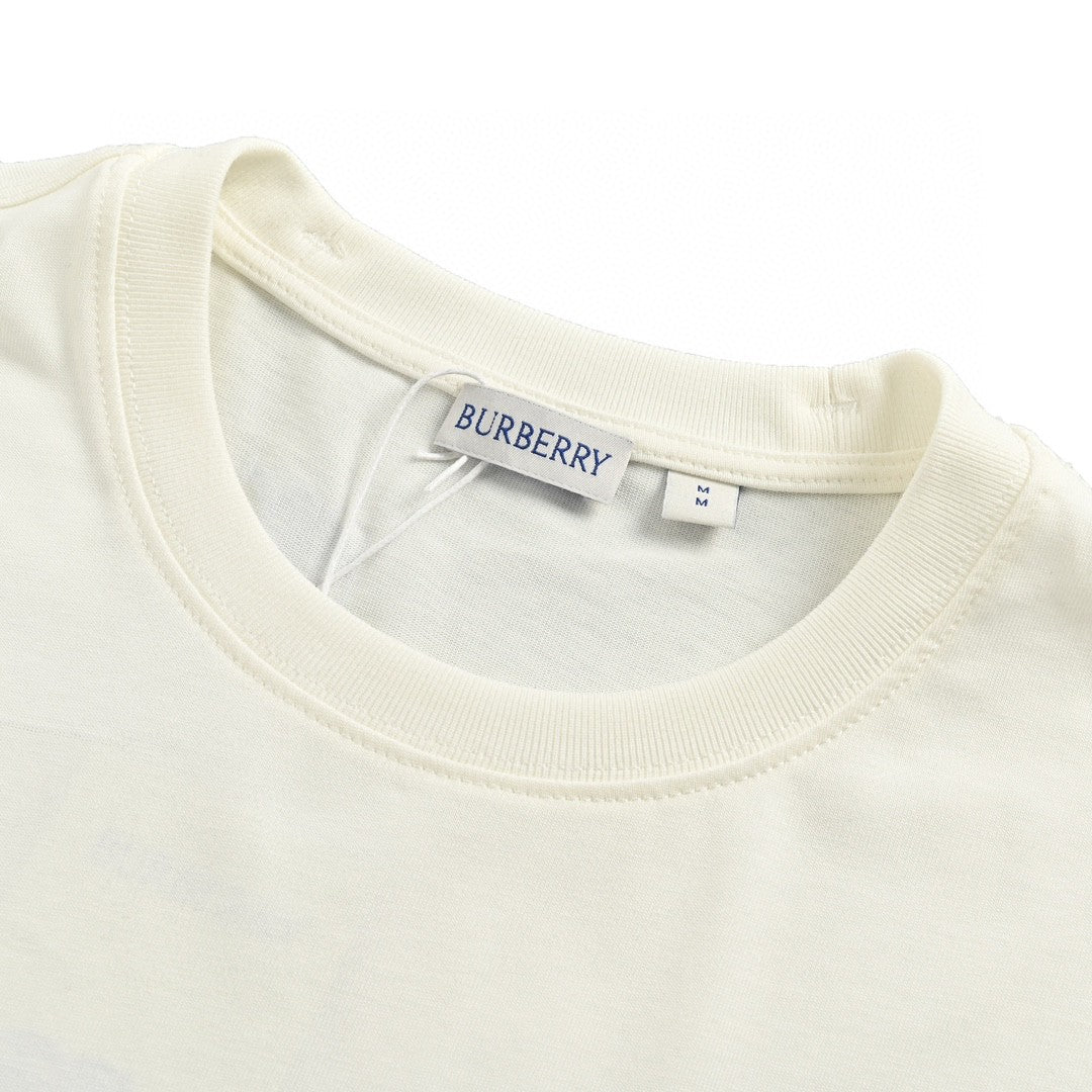 Burberry White T-Shirt with Blue Design