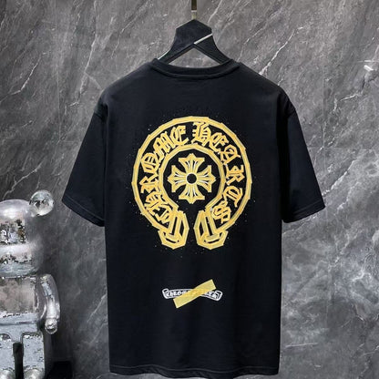 Chrome Hearts Classic Crewneck T-Shirt in Black/White/Yellow