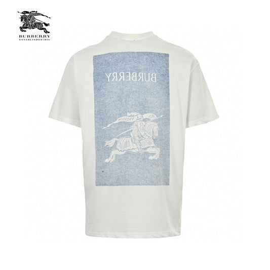 Burberry White T-Shirt with Knight Graphic