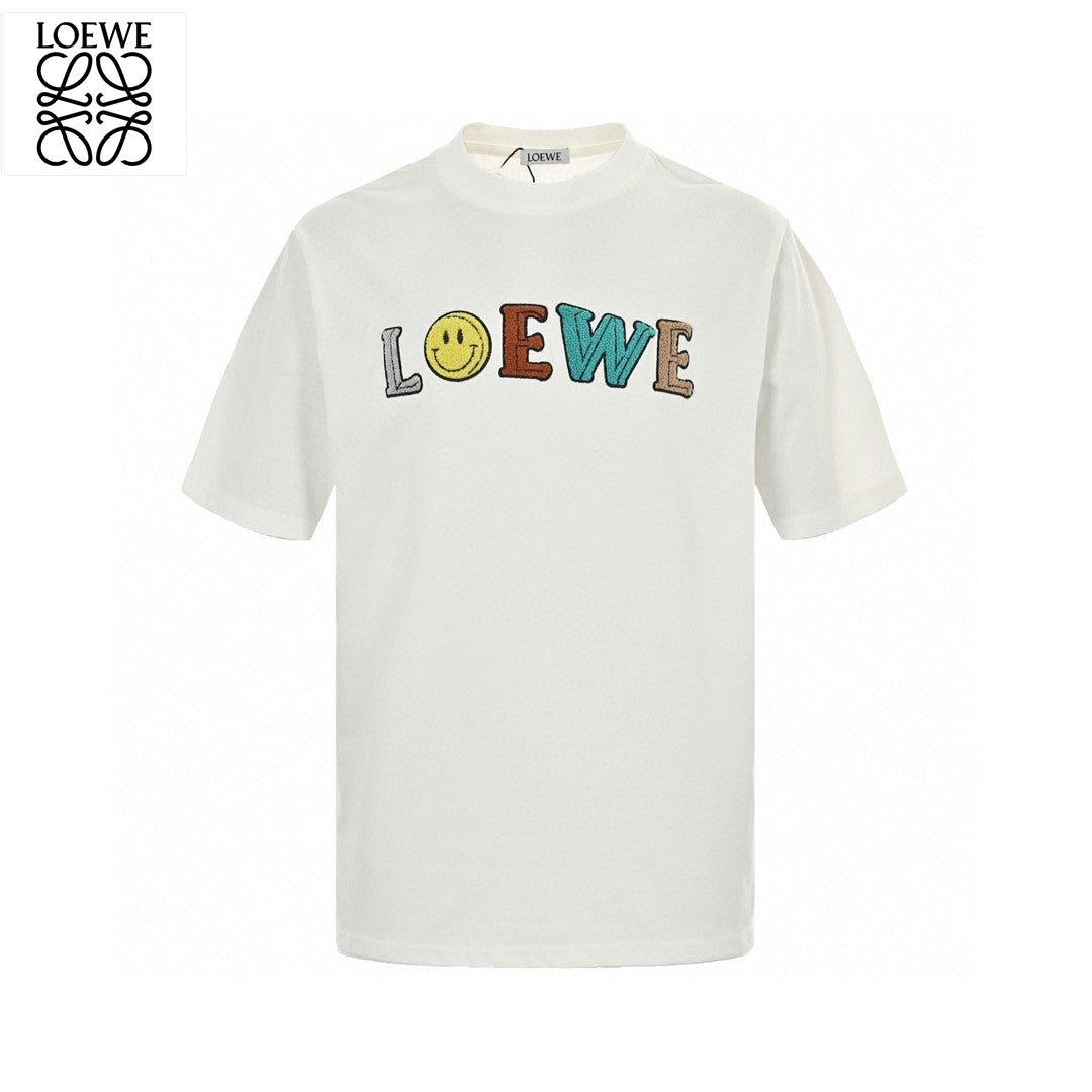 Loewe White T-Shirt with Multicolored Logo