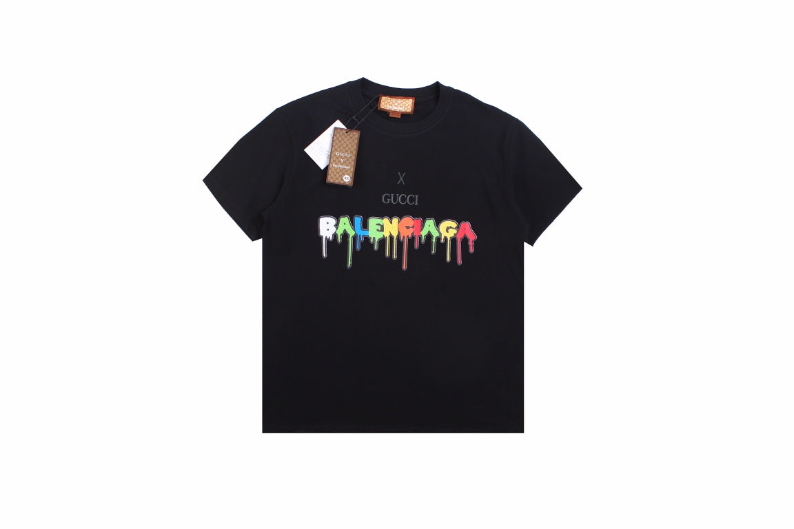 g*u*i x Ba*len*cia*ga drip logo t-shirt