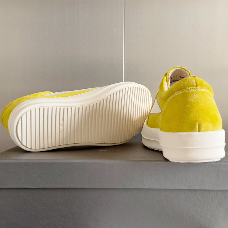 Rick Owens Yellow Suede Low-Top Sneakers