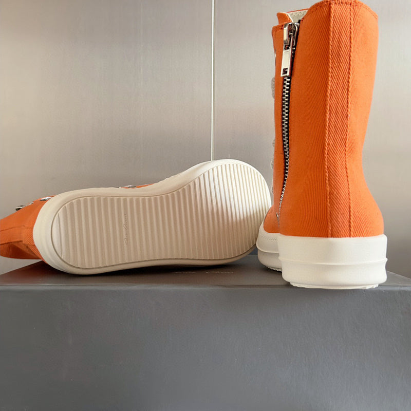 Rick Owens Orange High-Top Sneakers