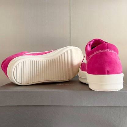 Rick Owens Pink Suede Low-Top Sneakers