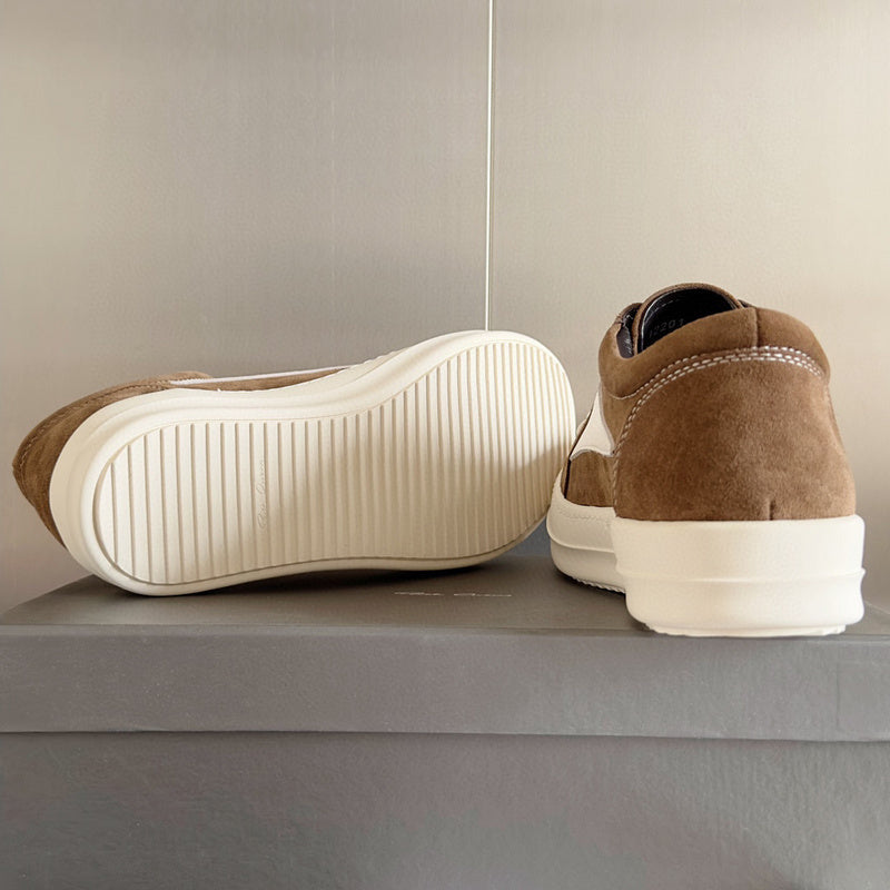 Rick Owens Brown Suede Low-Top Sneakers