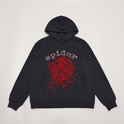 Sp5der OG Rhinestone Logo Hoodie Black