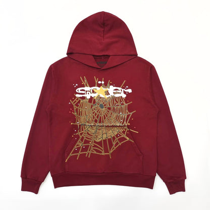 Sp5der Logo Hoodie Maroon