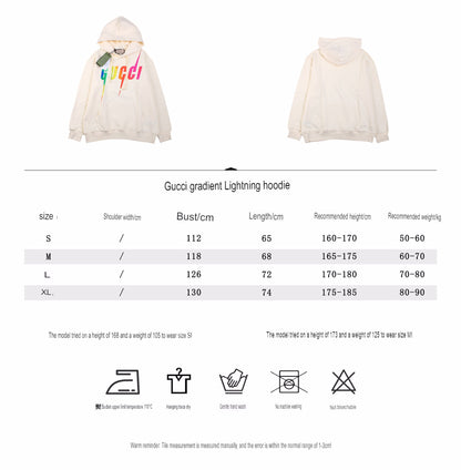 Gucci Rainbow Logo Hoodie - Cream