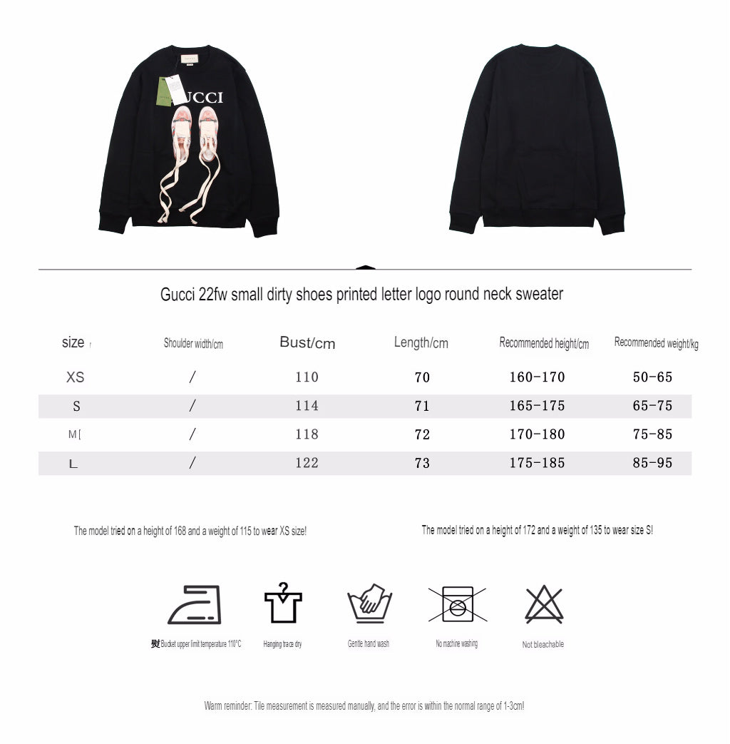 G*u*i black sweatshirt with ballet slippers print