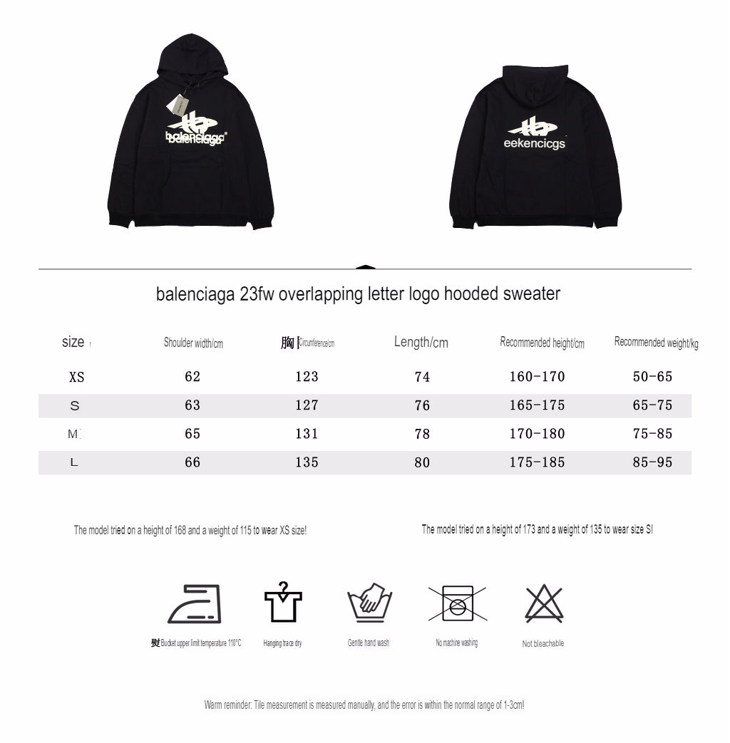 Ba*len*cia*ga black graphic hoodie