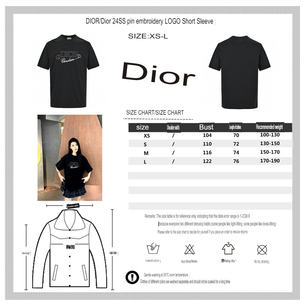 Dior Safety Pin Logo Black T-Shirt Primereps