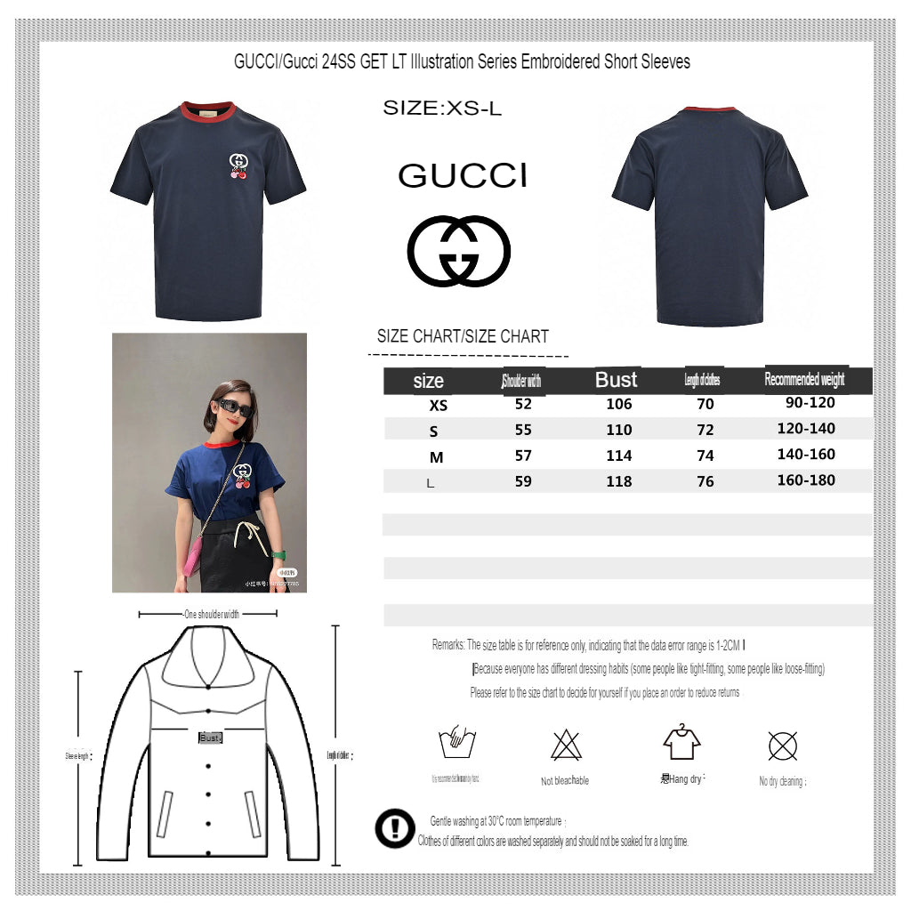 G*u*i cherry logo navy t-shirt