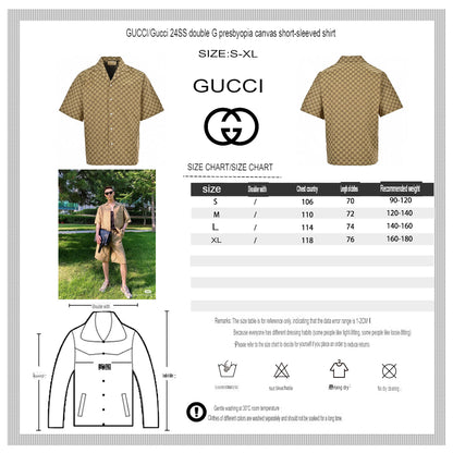 Gucci GG Monogram Beige Short Sleeve Shirt