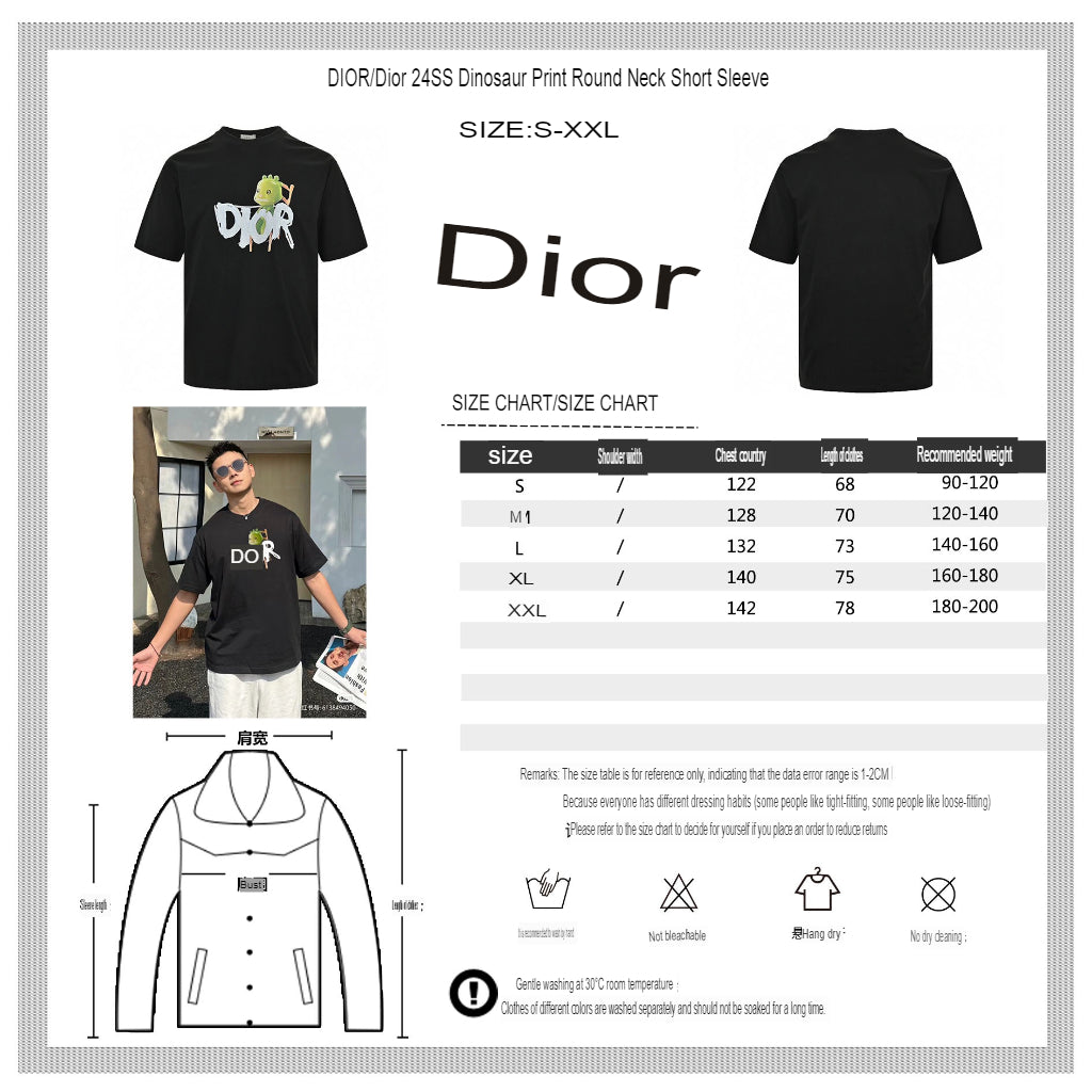 Dior Green Monster Graphic Black T-Shirt