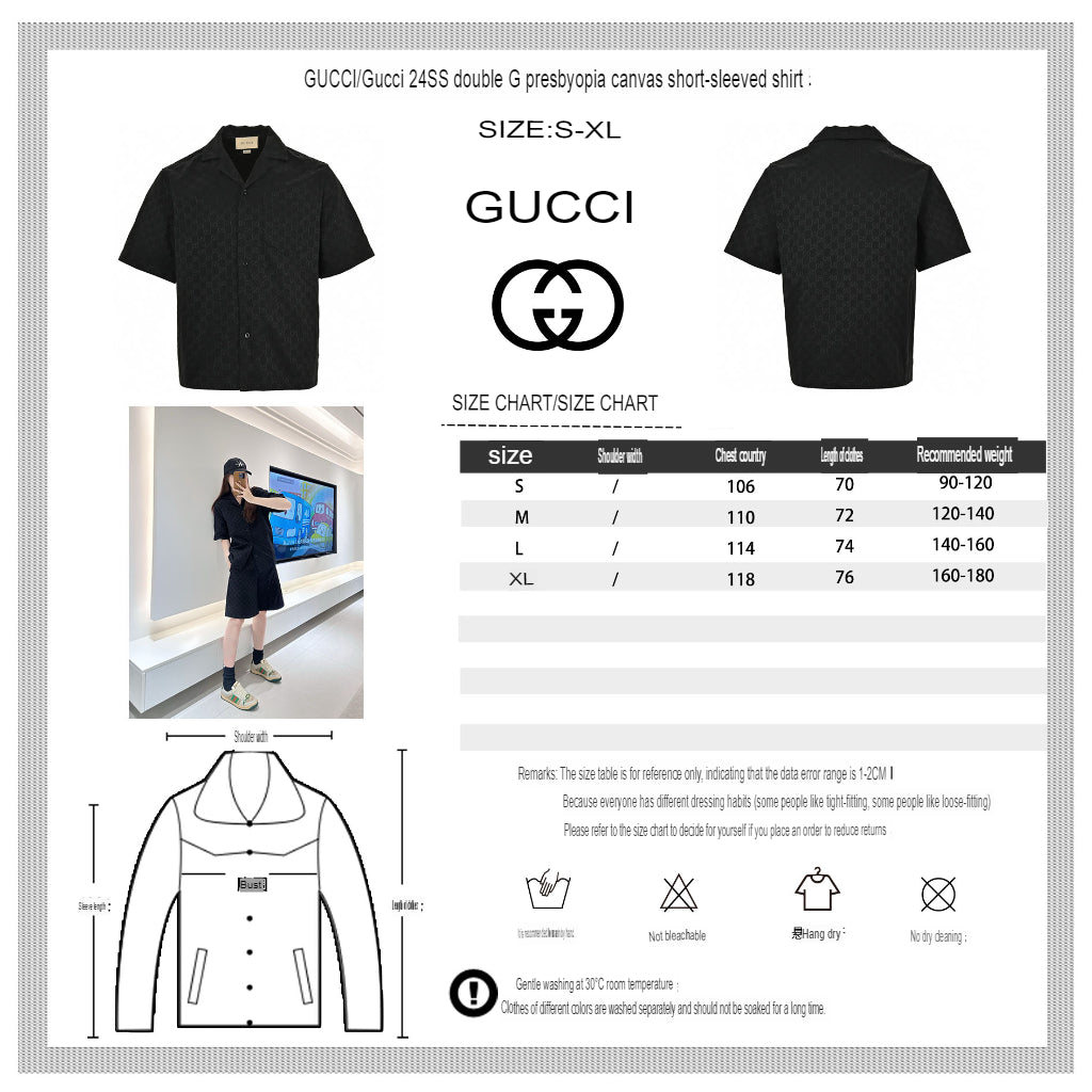 G*u*i gg monogram black short sleeve shirt