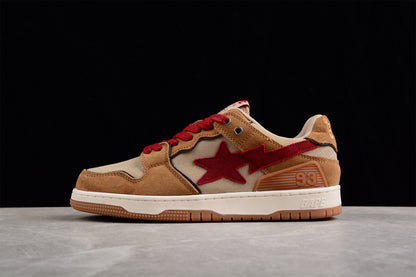 BAPE STA Low-Top Sneakers in Red and Brown