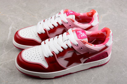 BAPE STA Low-Top Sneakers in Red and Pink