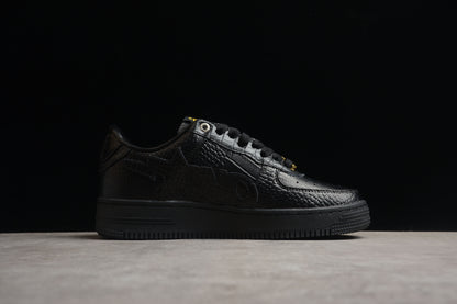 BAPE STA Low-Top Black Croc-Embossed Sneakers