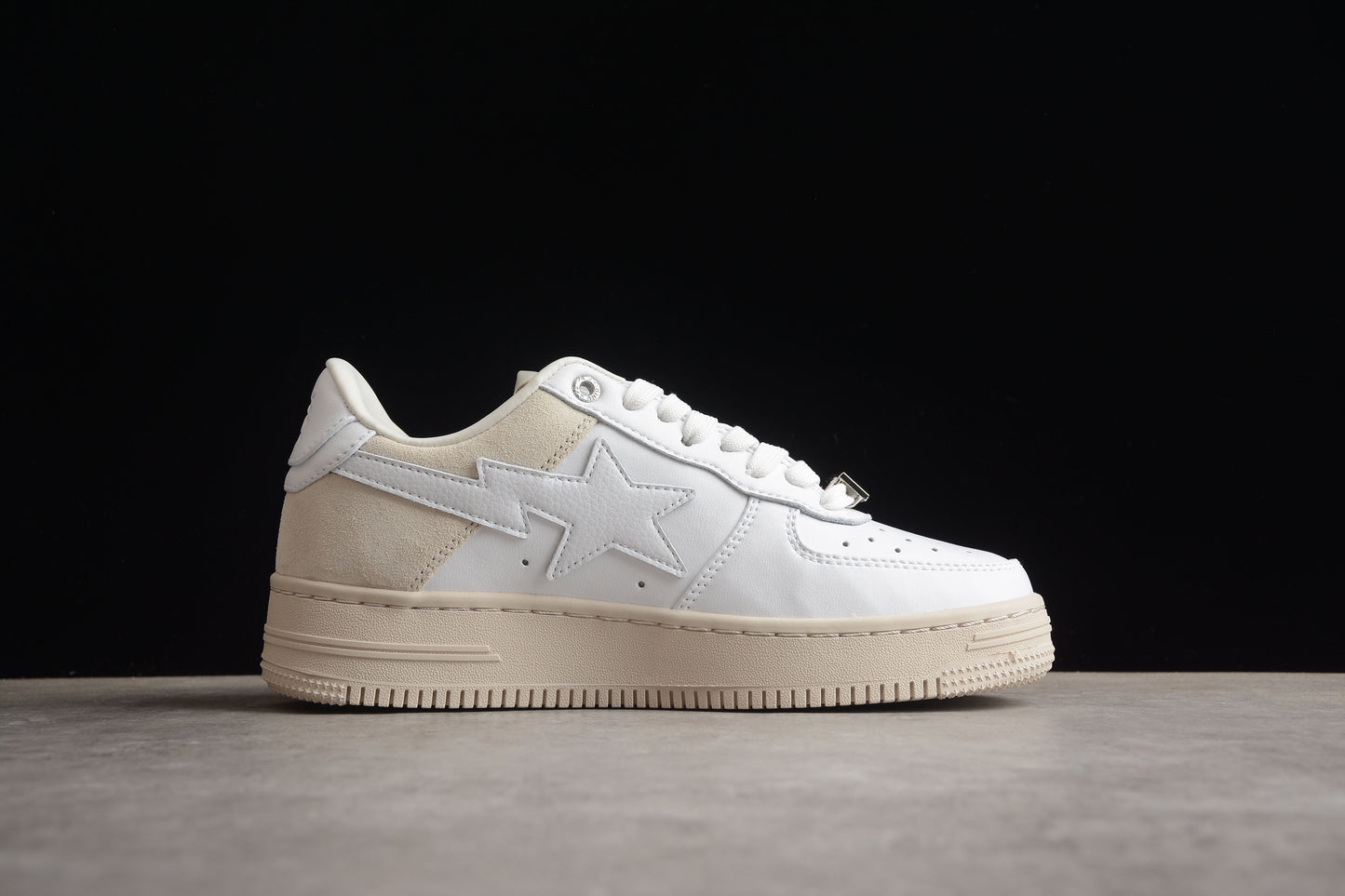 BAPE STA Low-Top Sneakers in White and Cream