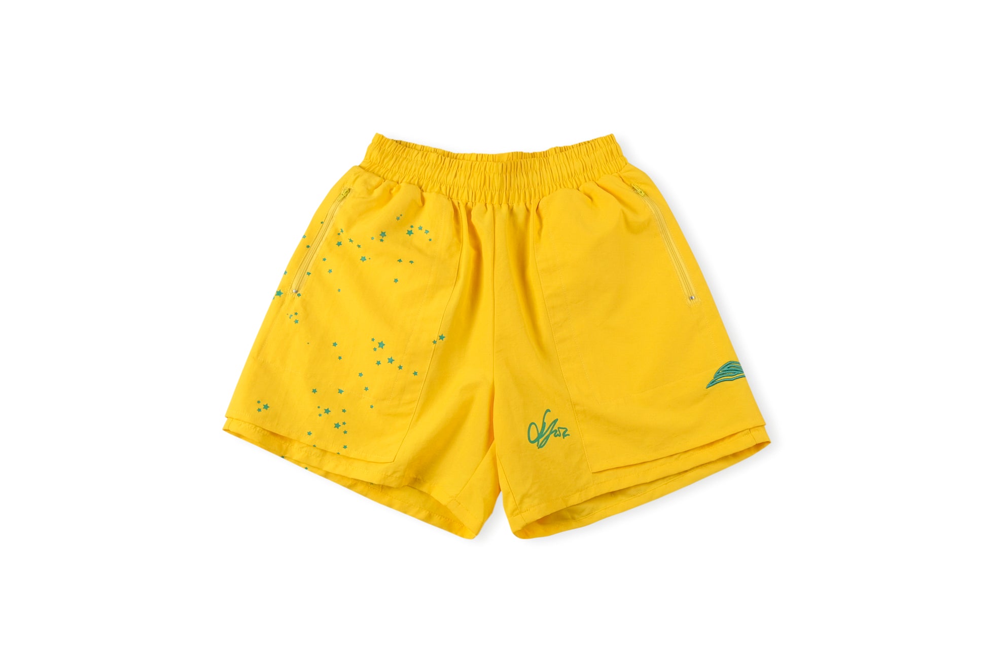 Sp5der 55555 Worldwide Embroidered star print shorts