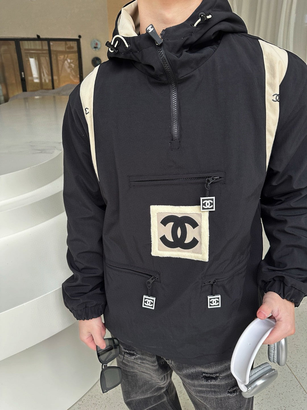 Chanel Two-Tone Hooded Jacket