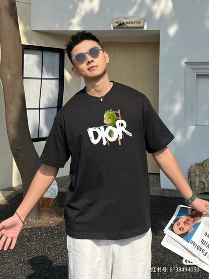 Dior Green Monster Graphic Black T-Shirt