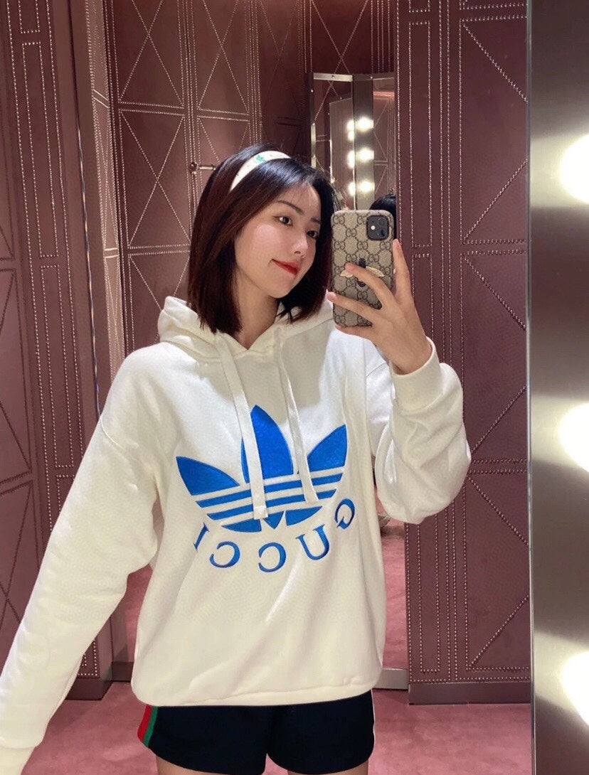 g*u*i x Ad*s white hoodie