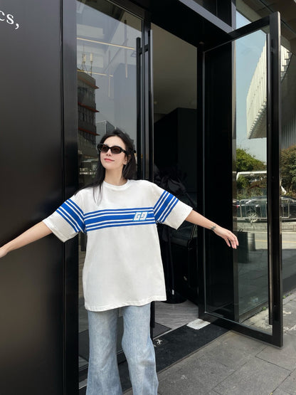 Gucci GG Blue Stripe White T-Shirt