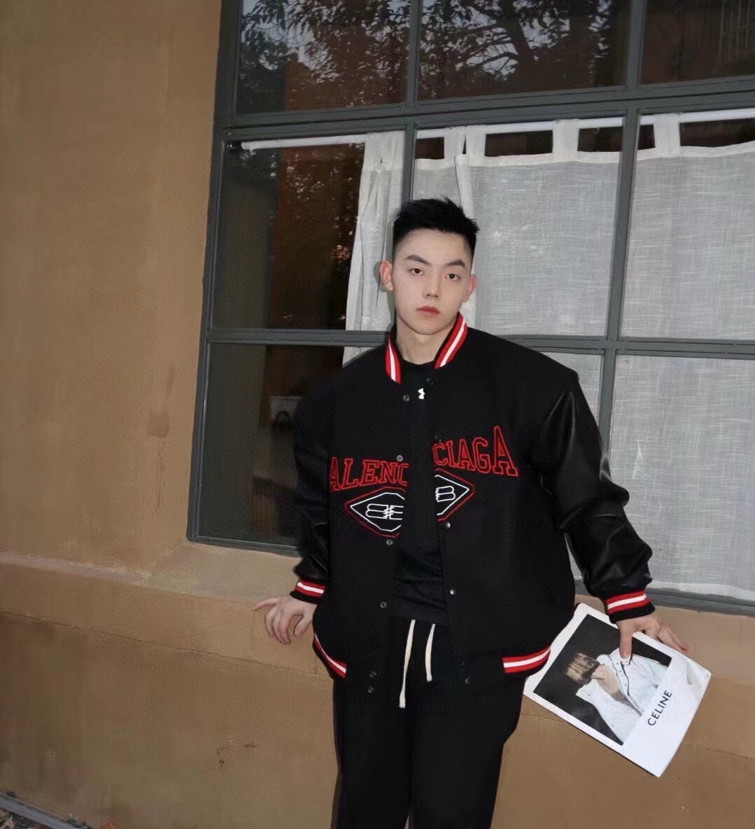 Ba*len*cia*ga black varsity jacket