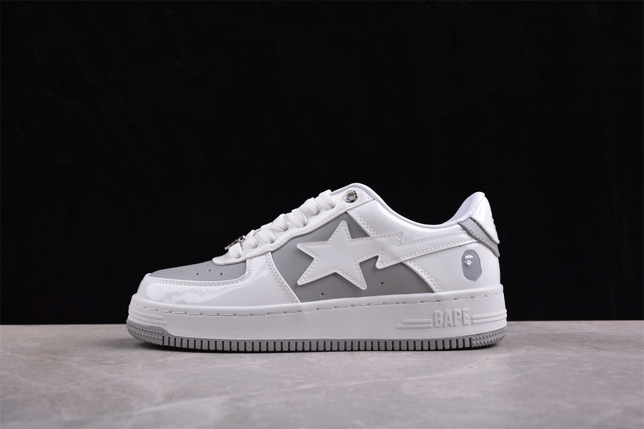 BAPE STA Low-Top Sneakers in White and Grey