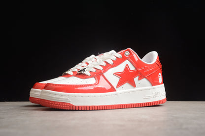 BAPE STA Low-Top Sneakers in Red and White