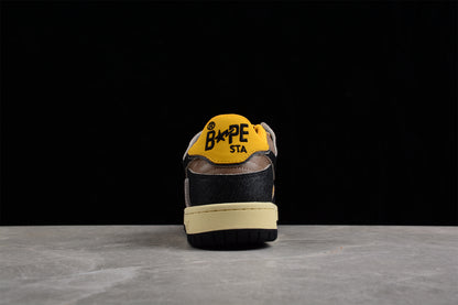 BAPE STA Low Top Sneakers in Black and Yellow