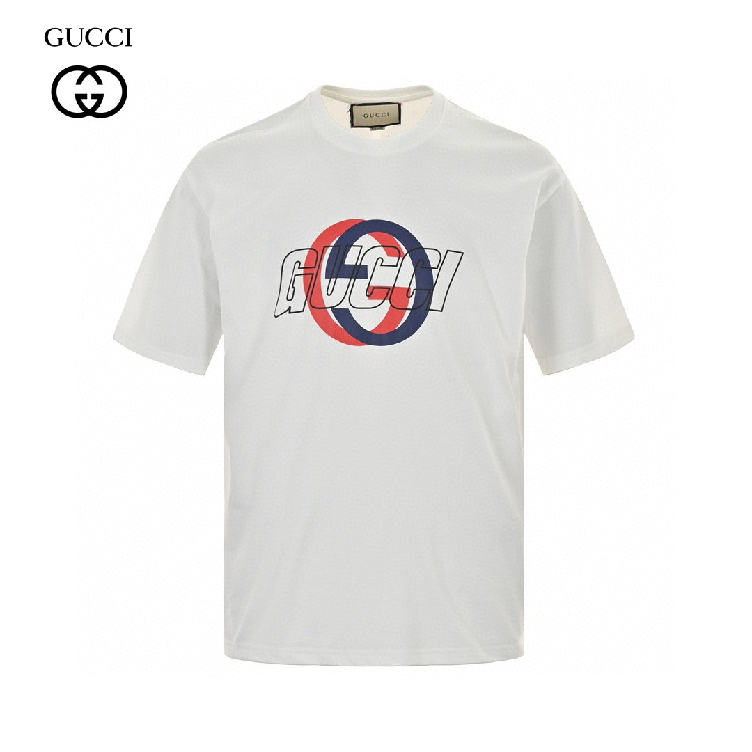 G*u*i white t-shirt with overlapping logo