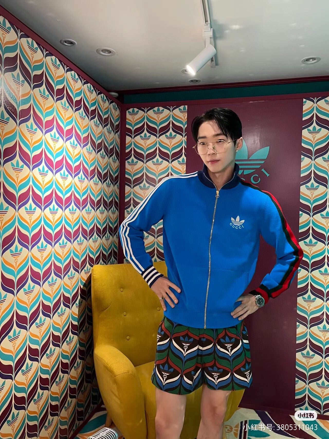 g*u*i x Ad*s blue track jacket