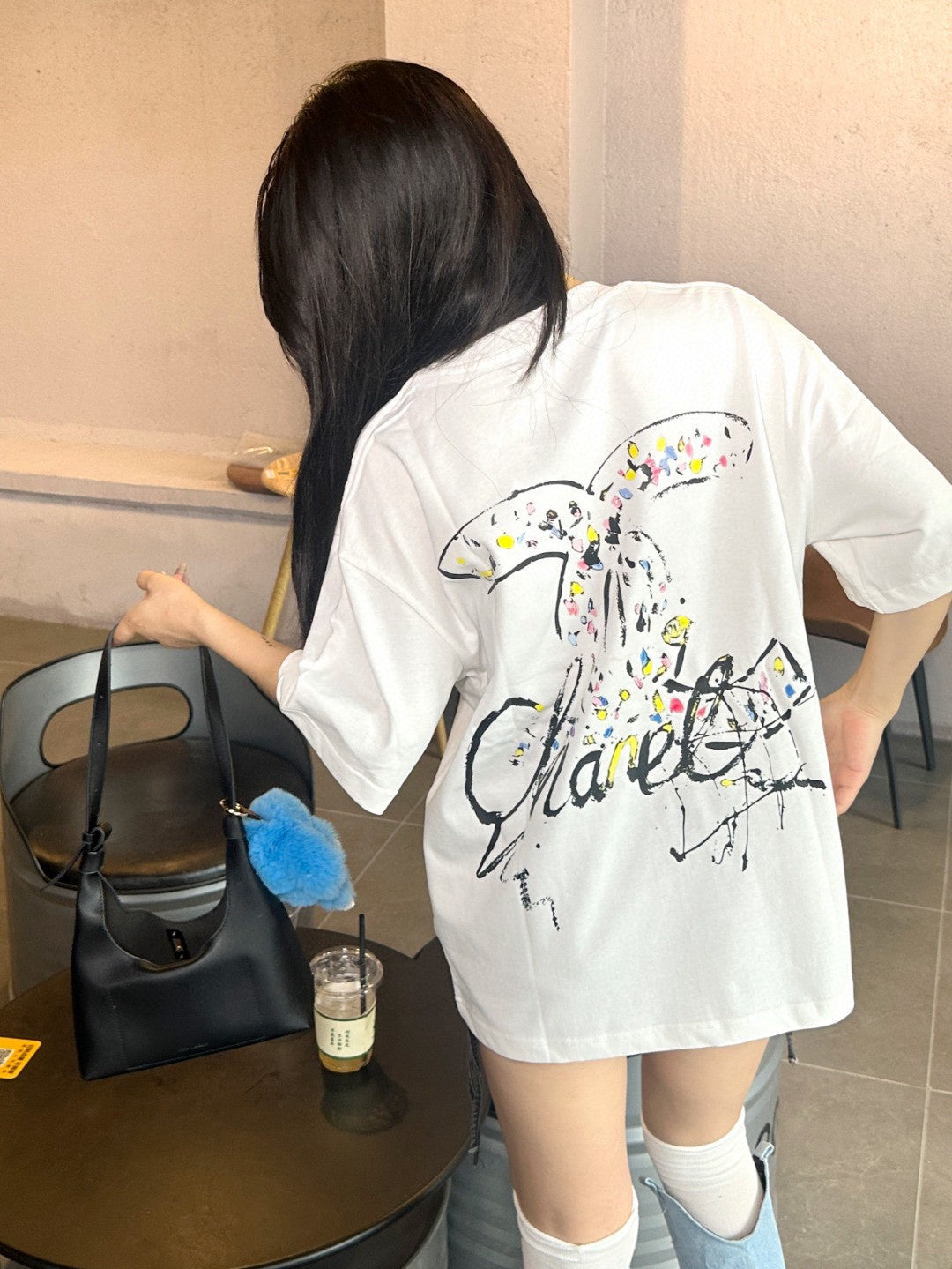 Ch*el signature logo white t-shirt