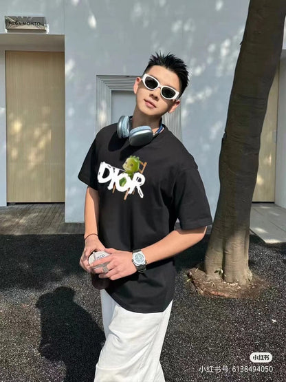 Dior Green Monster Graphic Black T-Shirt