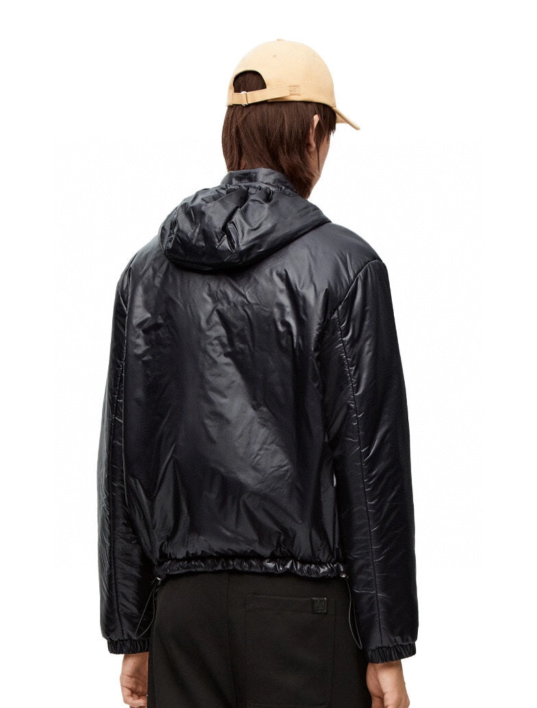 Loewe Hooded Puffer Jacket - Shiny Black