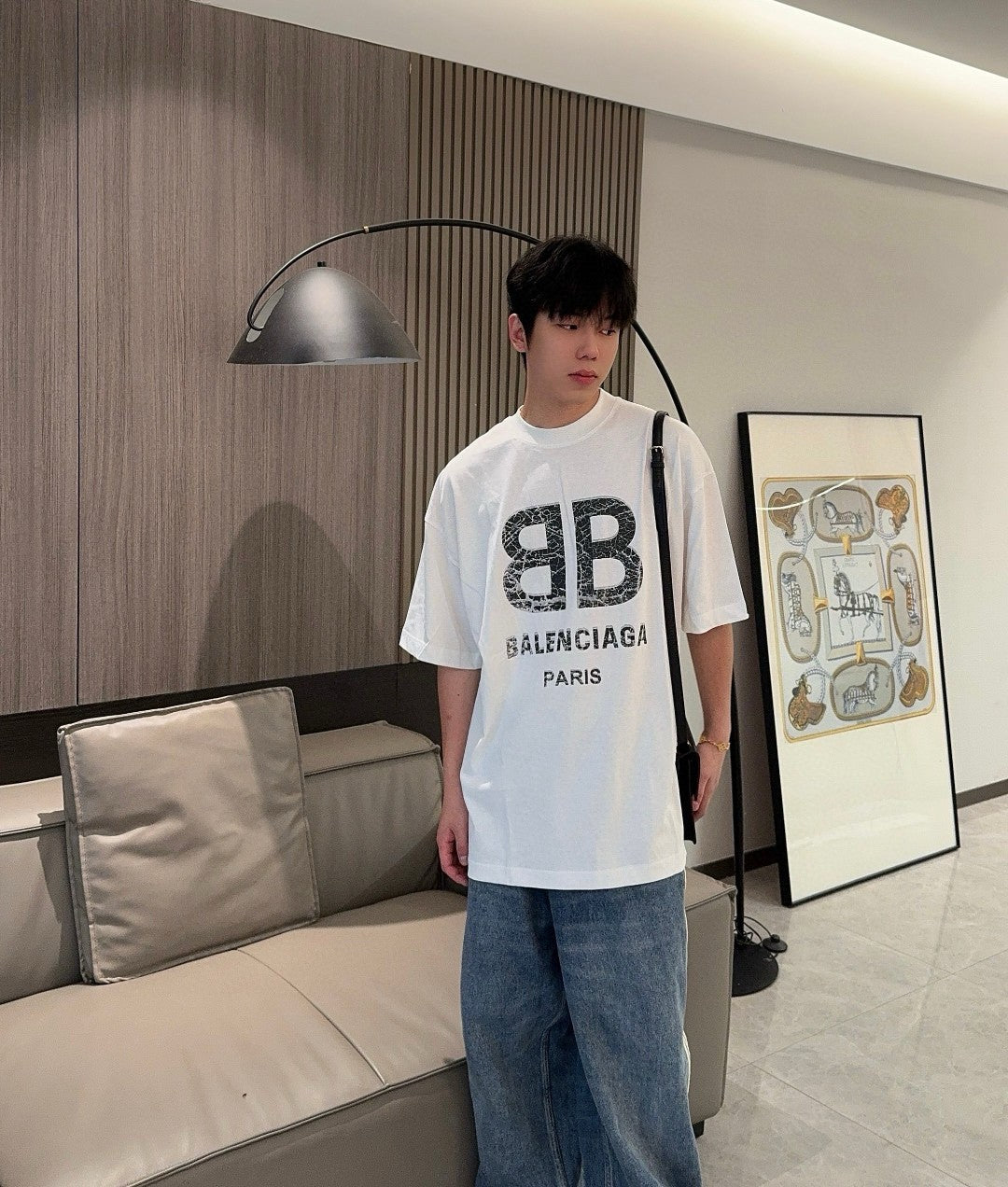 Balenciaga Cracked Logo T-Shirt (White)