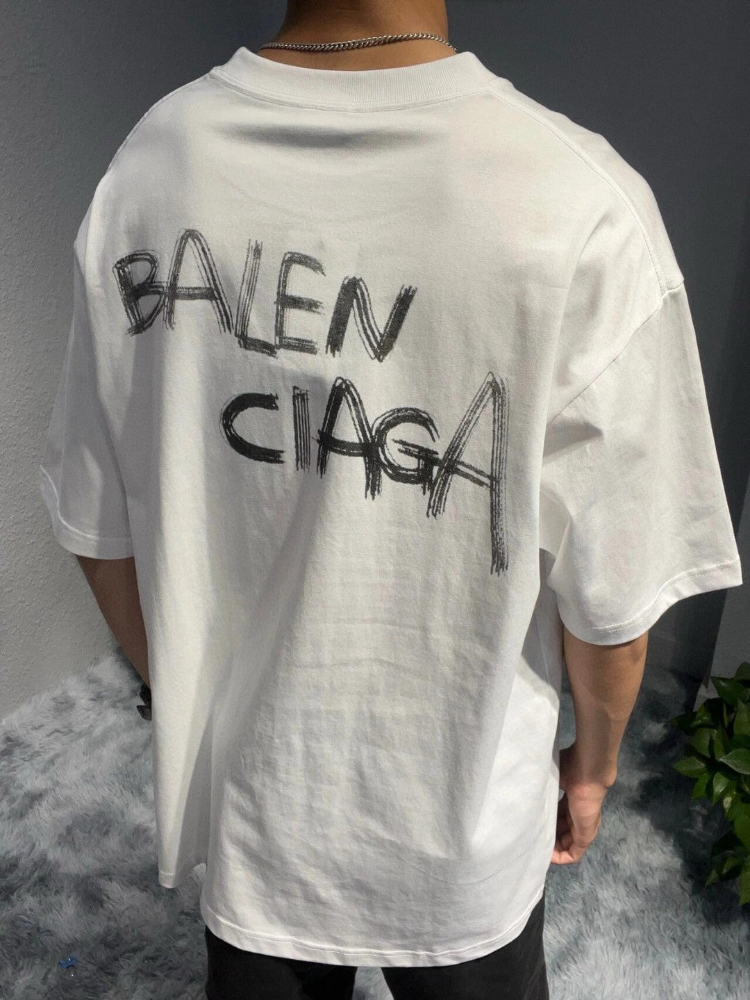 Balenciaga Graffiti Logo White T-Shirt