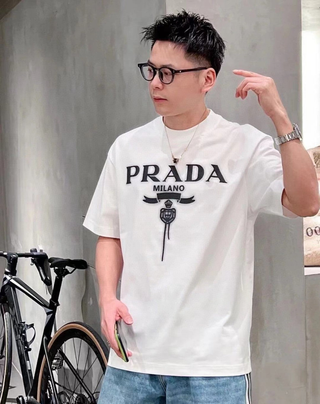 Pra*a milano white emblem t-shirt