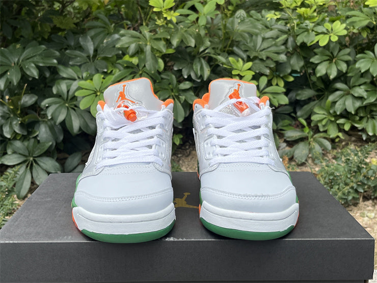 JORDAN 5 Low White/Orange/Green