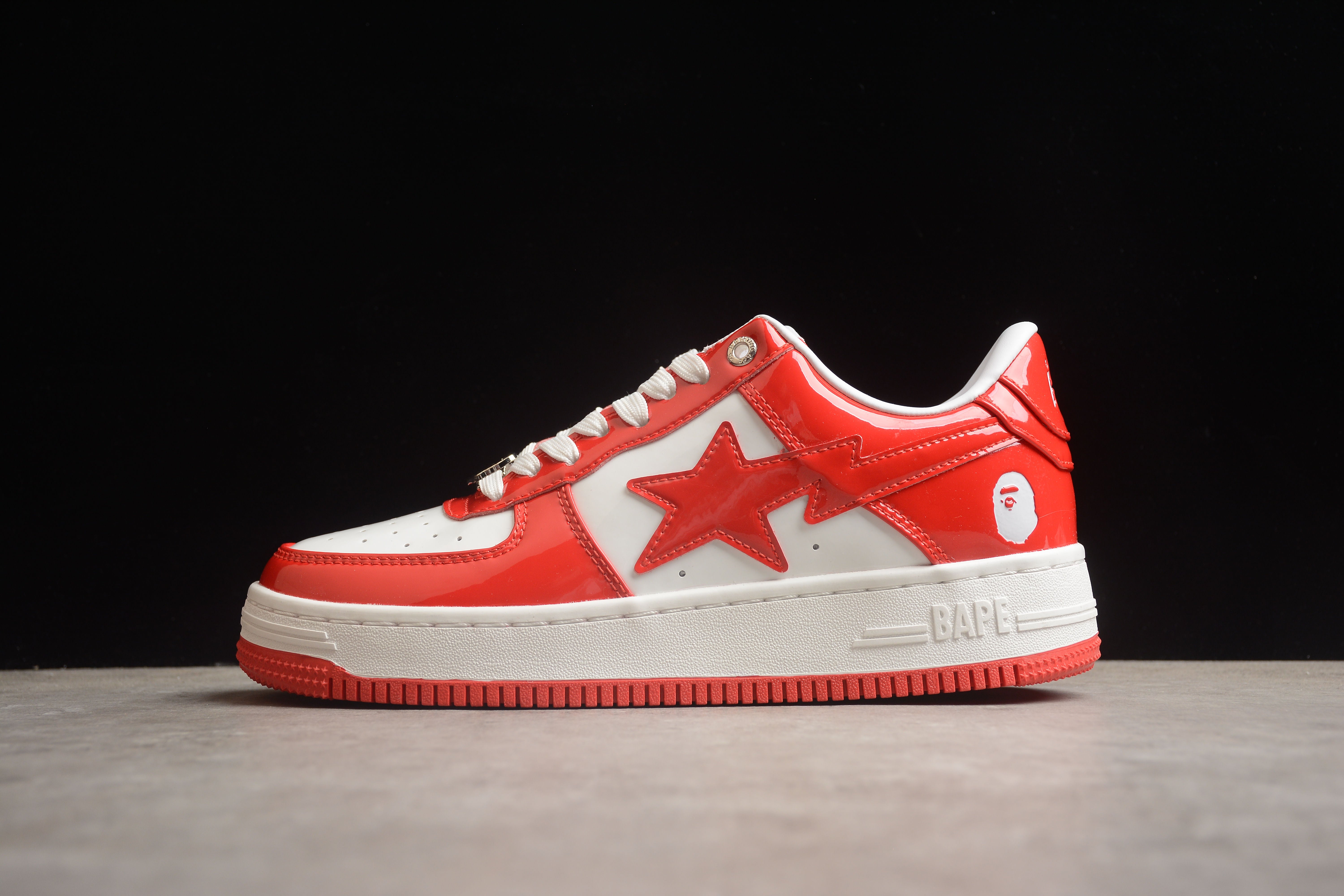 BAPE STA Low-Top Sneakers in Red and White - Prime Reps