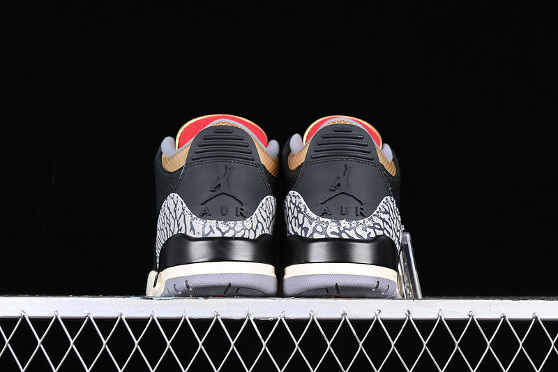 AIR JORDAN 3 RETRO BLACK/FIRE RED/METALLIC GOLD/CEMENT GREY