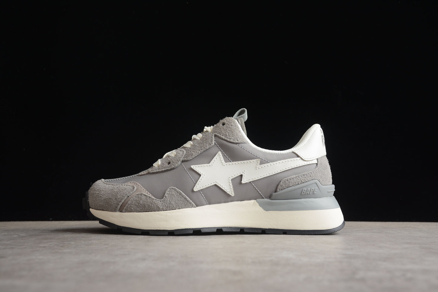 BAPE STA Runner Sneakers in Grey and White