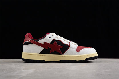 BAPE STA Low Top Sneakers in Red, White, and Black