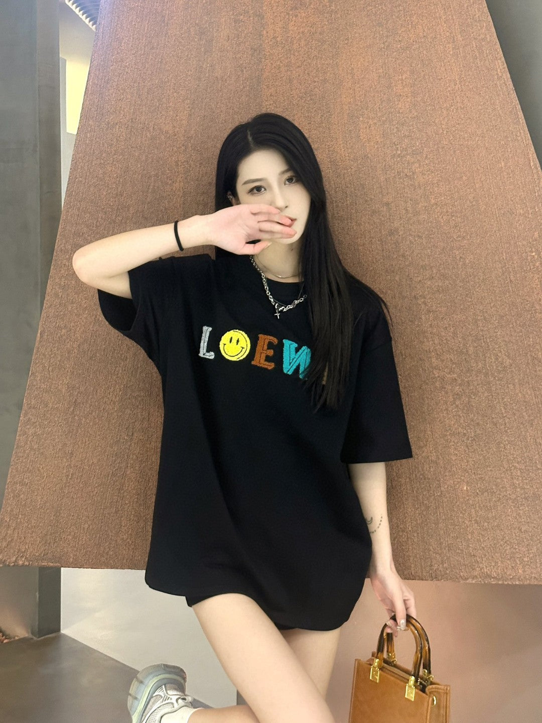 Loewe Black T-Shirt with Multicolored Logo