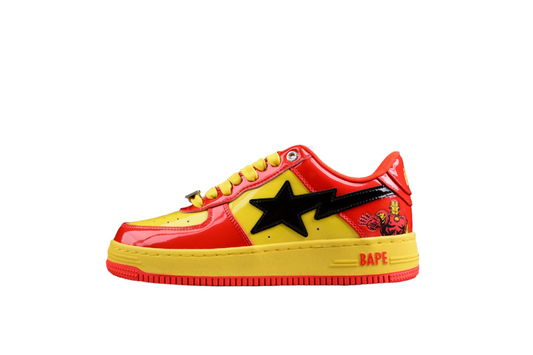 BAPE STA Low-Top Sneakers in Red and Yellow Iron Man Edition