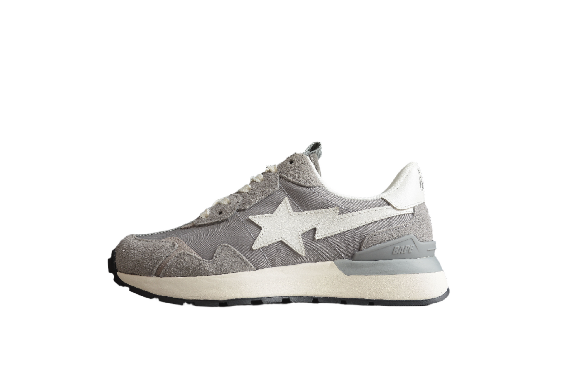 BAPE STA Runner Sneakers in Grey and White